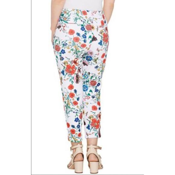 Kelly by Clinton Kelly Ponte Crop Pants Medium Petite White Tan Printed NWOT - Picture 2 of 3